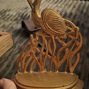 Elegant Gold Crane Sculpture